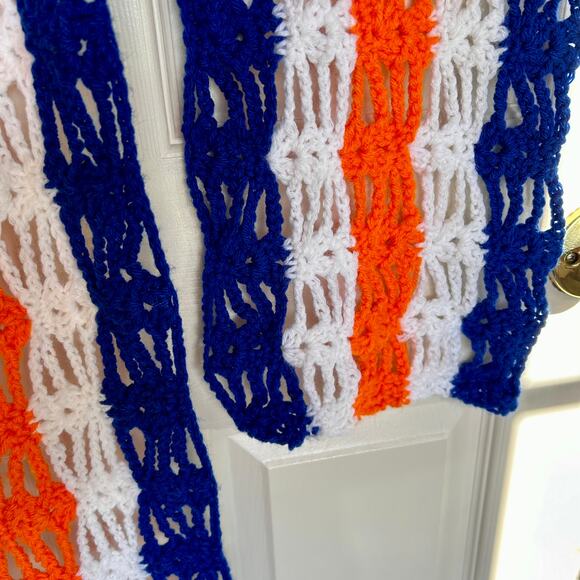 NEW Handmade Crocheted Scarf in University of Virginia Colors - Picture 6 of 11